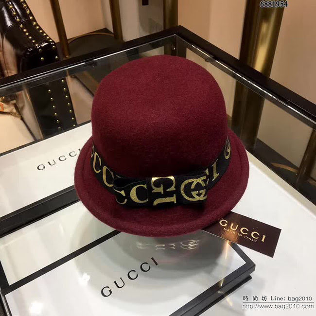 GUCCI古馳 火爆款 2018秋冬新品 圓頂羊毛盆帽 漁夫帽 6881954 LLWJ6293